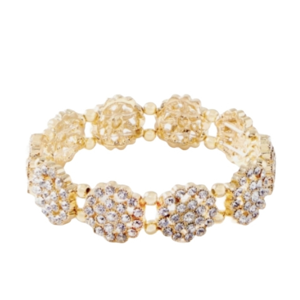 Wedding Gold Rhinestone Stretch  Bracelet 6" Charming Charlie RSVP